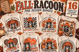 Fall Raccoon 16 PNG Cute Designs