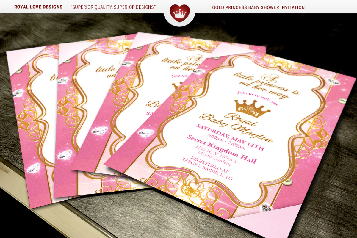 Gold Princess Baby Shower Set, an Invitation Template by Royallove (Photo 4 of 4)