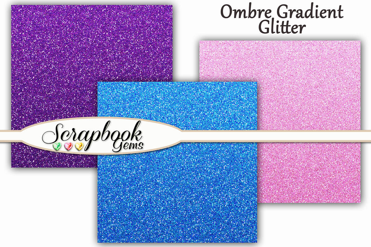 100 Colors Glitter Ombre Papers, a Pattern Graphic by Scrapbook Gems (Photo 2 of 2)