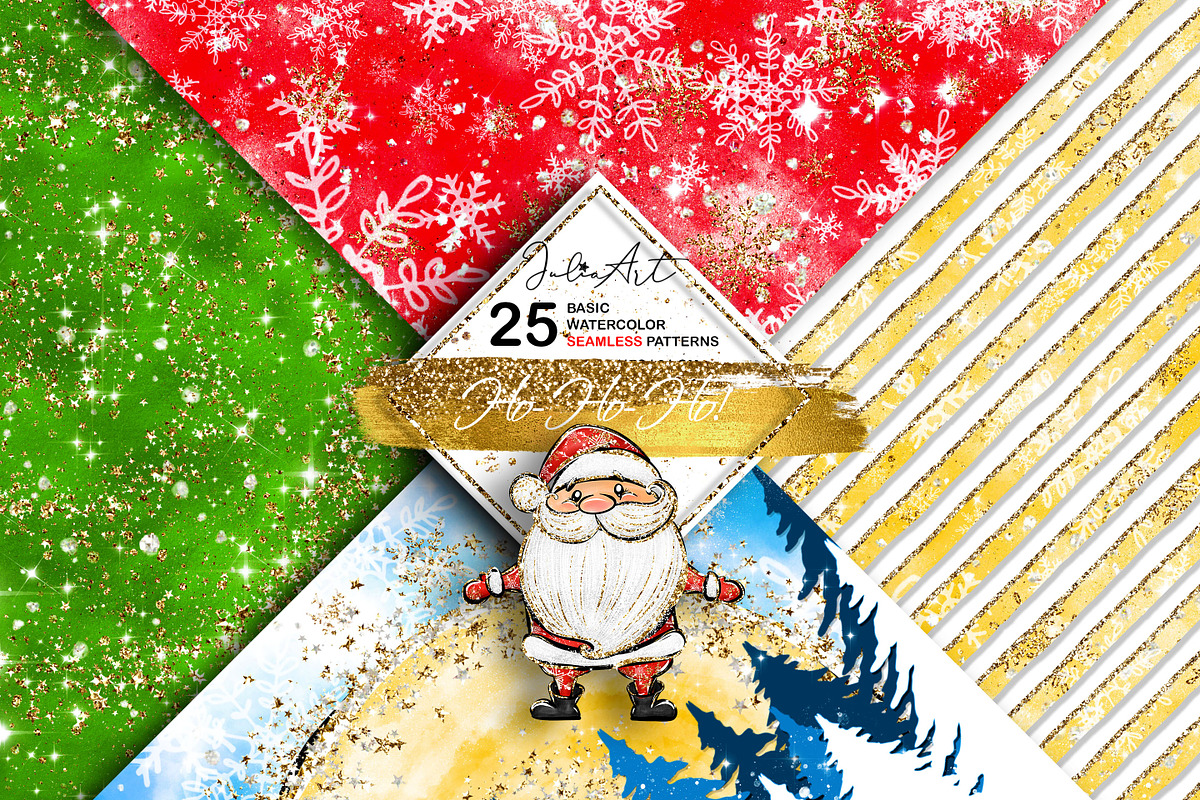Ho-Ho-Ho christmas seamless patterns, a Pattern Graphic by JuliaStarArt-FantasyHome (Photo 5 of 12)