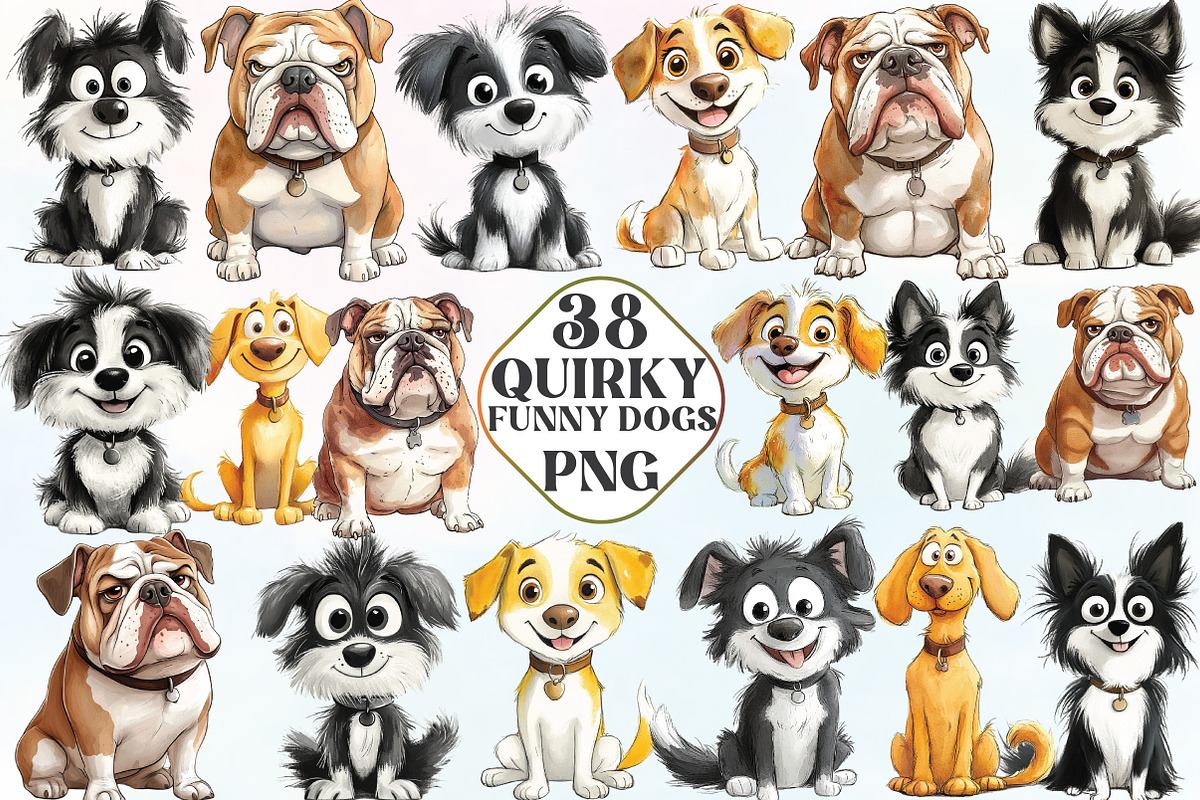 Quirky Funny Dogs Sublimation Bundle, an Illustration by CraftArtStudio (Photo 1 of 6)