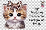 Kitten with Leopard Bow PNG Bundle, a Graphic by Clipart Bloom (Thumbnail 9 of 11)