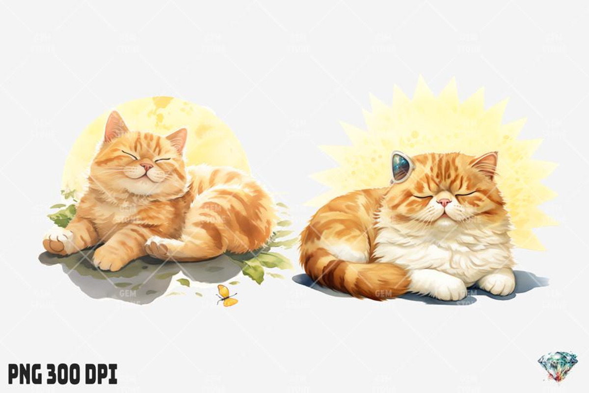 Summer Fat Cat Watercolor, an Illustration by Gemstone (Photo 6 of 12)