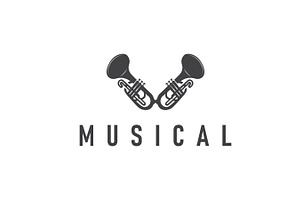 minimalist music trumpet logo design, a Branding & Logo Template by Maylianaw28