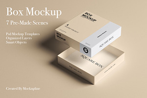 Square Box Mockup Set