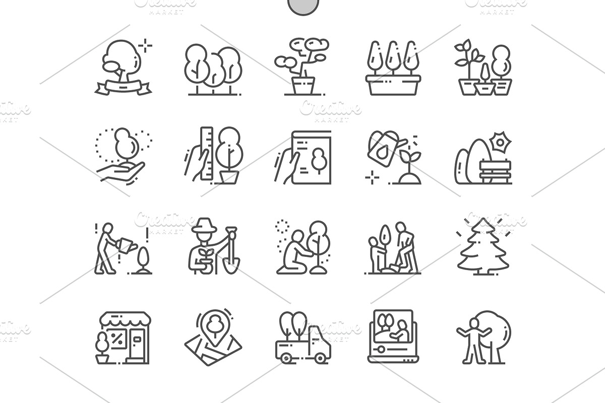 Trees Line Icons, an Outline Icon by Palau