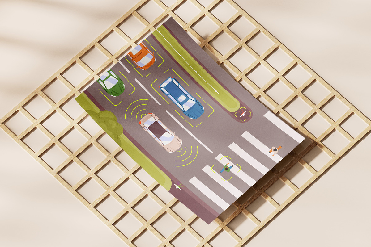 Autonomous smart cars scanning road, a Transportation Illustration by Good Studio (Photo 2 of 3)
