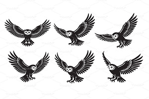 Vector collection of owls in various, an Animal Illustration by yod67