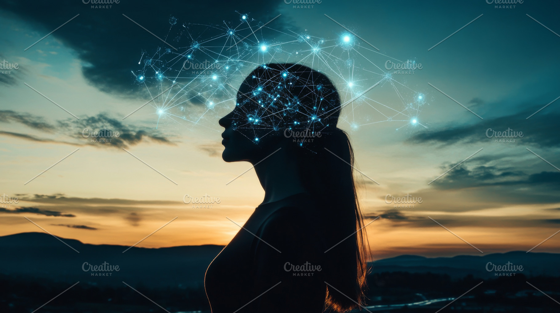 Double exposure of female neuroscien, a Photo by Dvoevnore photos