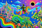 Psychedelic Fantasy Dragon Knight, a Decorative Illustration by StockVerse Creative (Thumbnail 4 of 4)