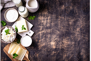 Dairy products. Milk, cottage cheese, a Food & Drink Photo by Yulia Furman