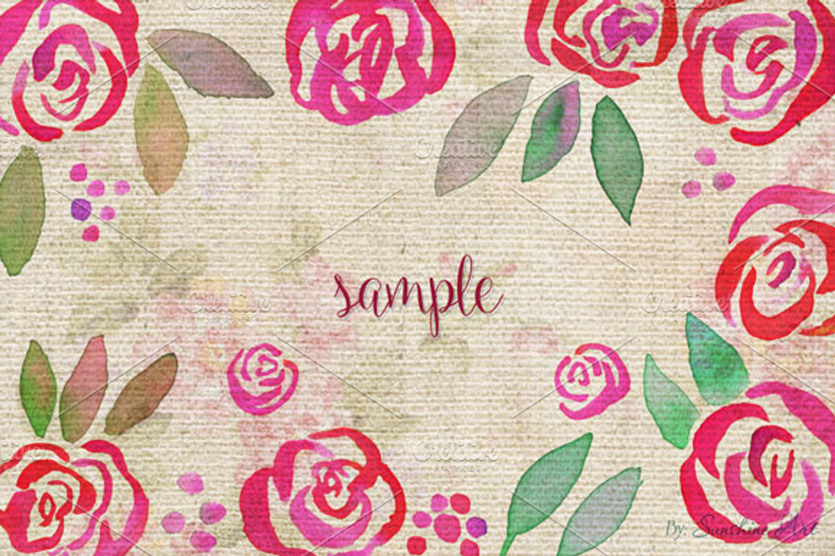 Rose Garden – Watercolor Clip Art, a Decorative Illustration by Sunshine Art Shop (Photo 2 of 5)