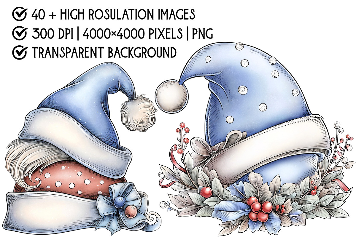 Whimsical Santa Hat Clipart, an Illustration by Pixels.Craft (Photo 4 of 6)