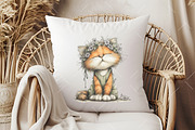 Whimsical Spring Floral Cat Clipart, an Illustration by OK Design (Thumbnail 6 of 6)