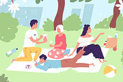 Family picnic in the city park, a Seasonal Illustration by Good Studio (Thumbnail 2 of 3)