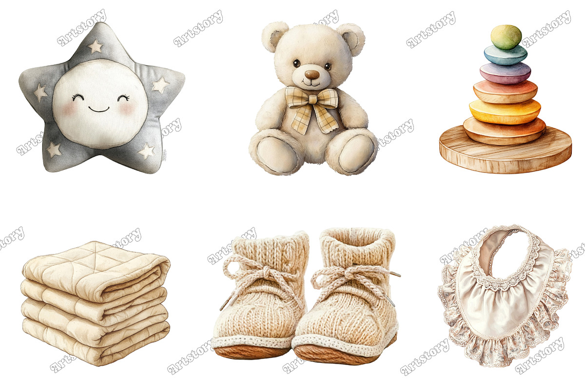Neutral Baby Watercolor Clipart, an Illustration by designcity5 (Photo 2 of 5)