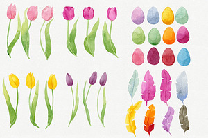 Easter Bundle 67 Watercolor Elements