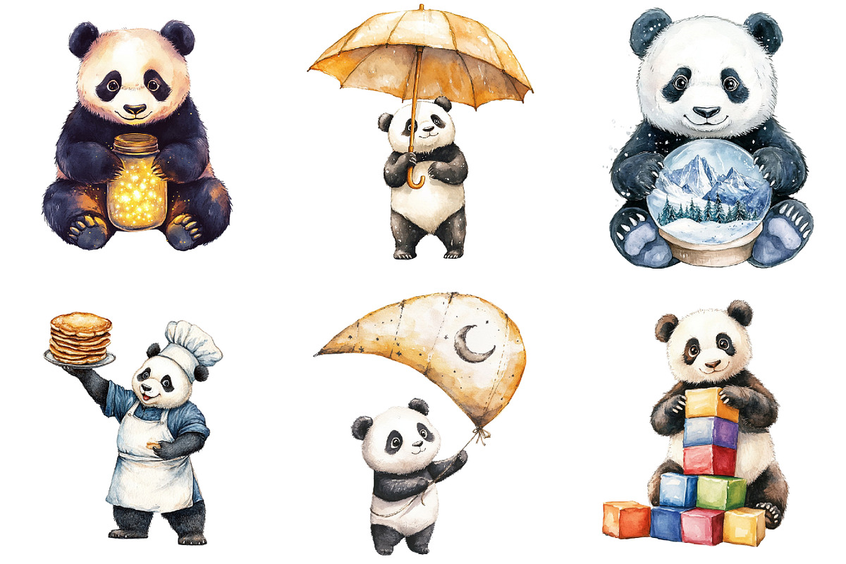 Playful Panda Clipart Bundle, an Illustration by Pixels.Craft (Photo 6 of 8)