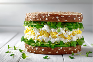 A tasty sandwich featuring hummus, a Food & Drink Photo by ZinetroN