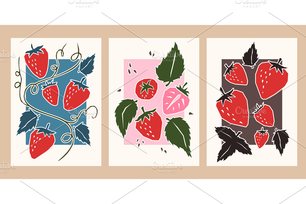 Modern fruit poster collection, a Food Illustration by art PVP - market