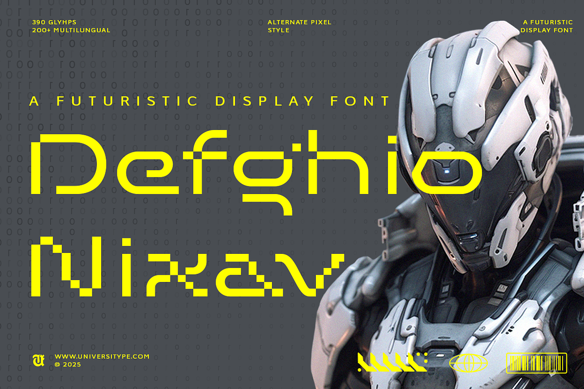 UT Defghio Nixav : A Futuristic Font, a Sans Serif Font by Universitype (Photo 1 of 10)