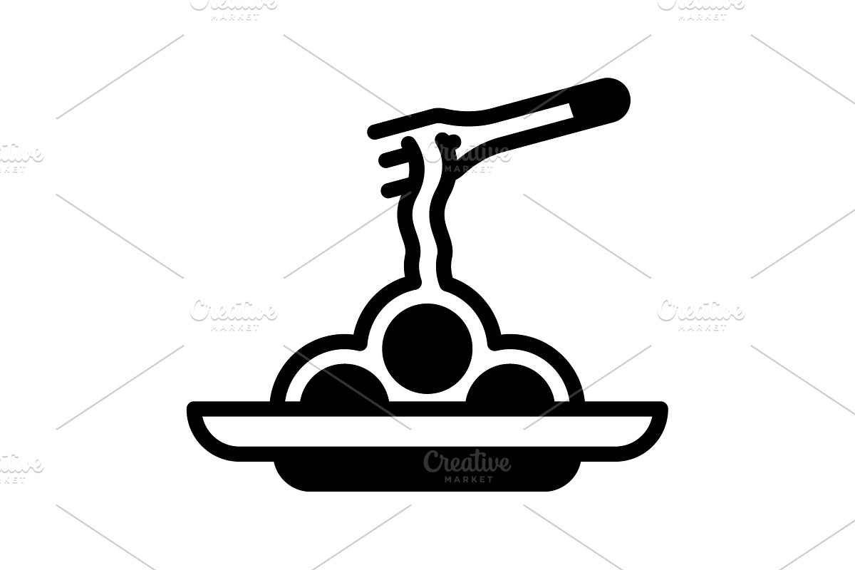Italian spaghetty solid icon, a Solid Icon by Creative priyanka