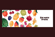 Cute funny fruits set + backgrounds, a Food Illustration by PaperTrident (Thumbnail 4 of 8)