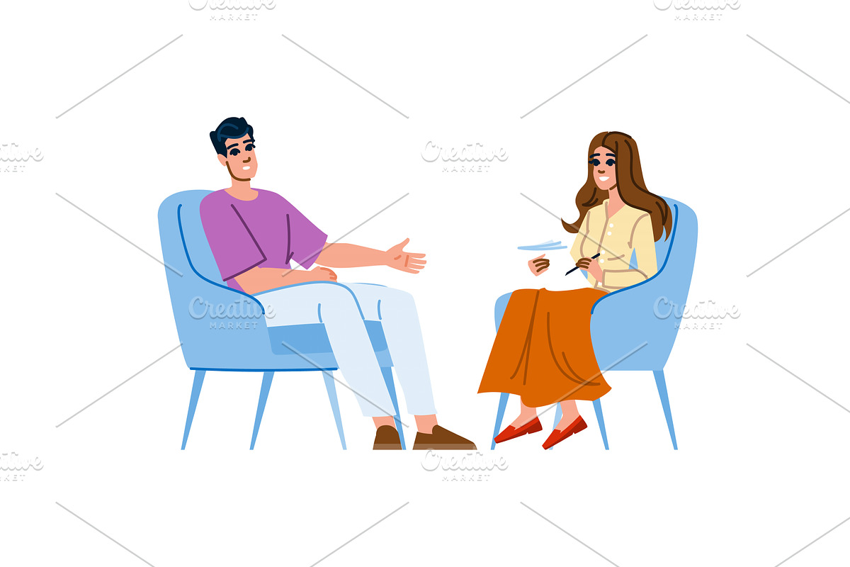Patient explaining his problems to, an Object Illustration by pikepicture