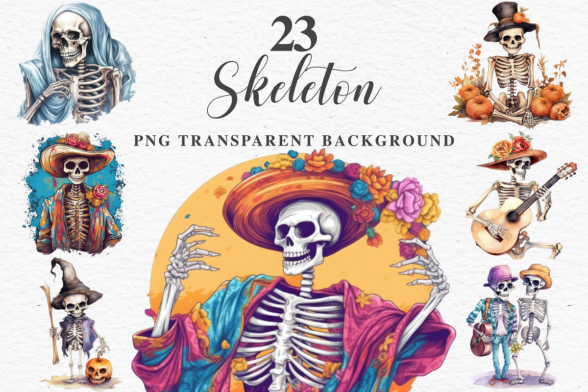 Cute Skeleton Skull Halloween Creepy, a Seasonal Illustration by Rabbit Heart (Photo 1 of 10)
