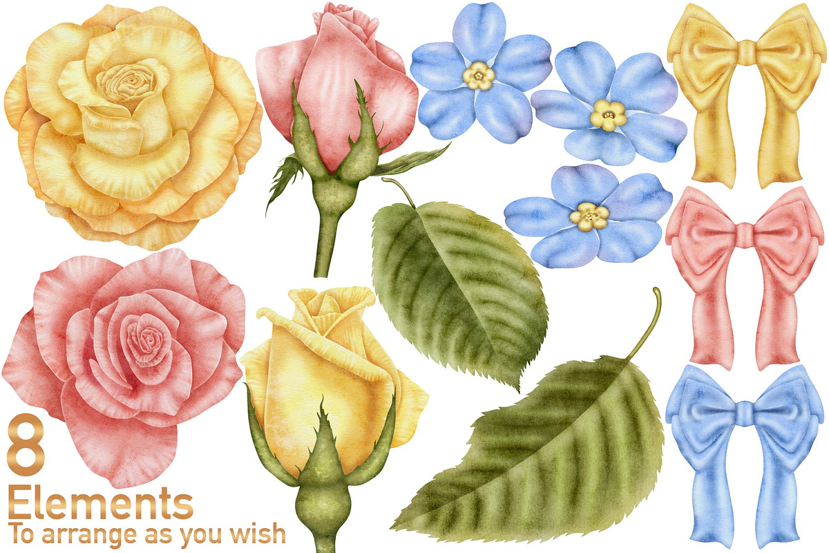 Mothers Day floral set., a Seasonal Illustration by Happy Sloth Graphics (Photo 2 of 10)