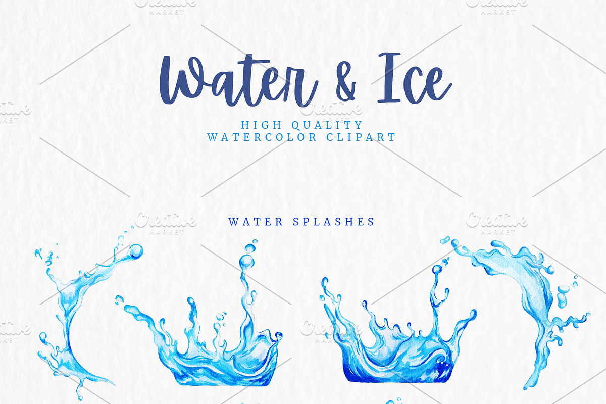 Water Splashes Ice Watercolor, an Object Graphic by JSolomatina (Photo 2 of 6)