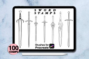 100 procreate sword stamps, a Brush Add-On by Arts For Peace (Thumbnail 3 of 9)