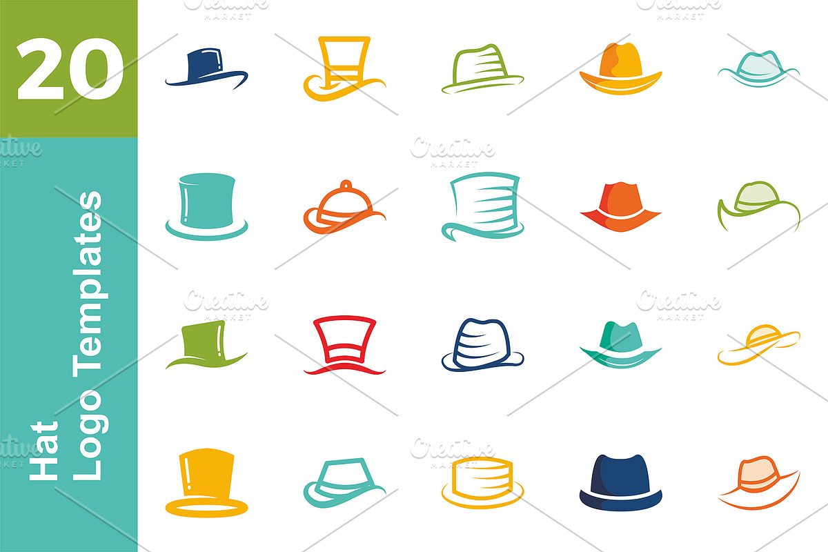 20 Logo Hat Templates Bundle, a Branding & Logo Template by Friendesigns (Photo 1 of 21)
