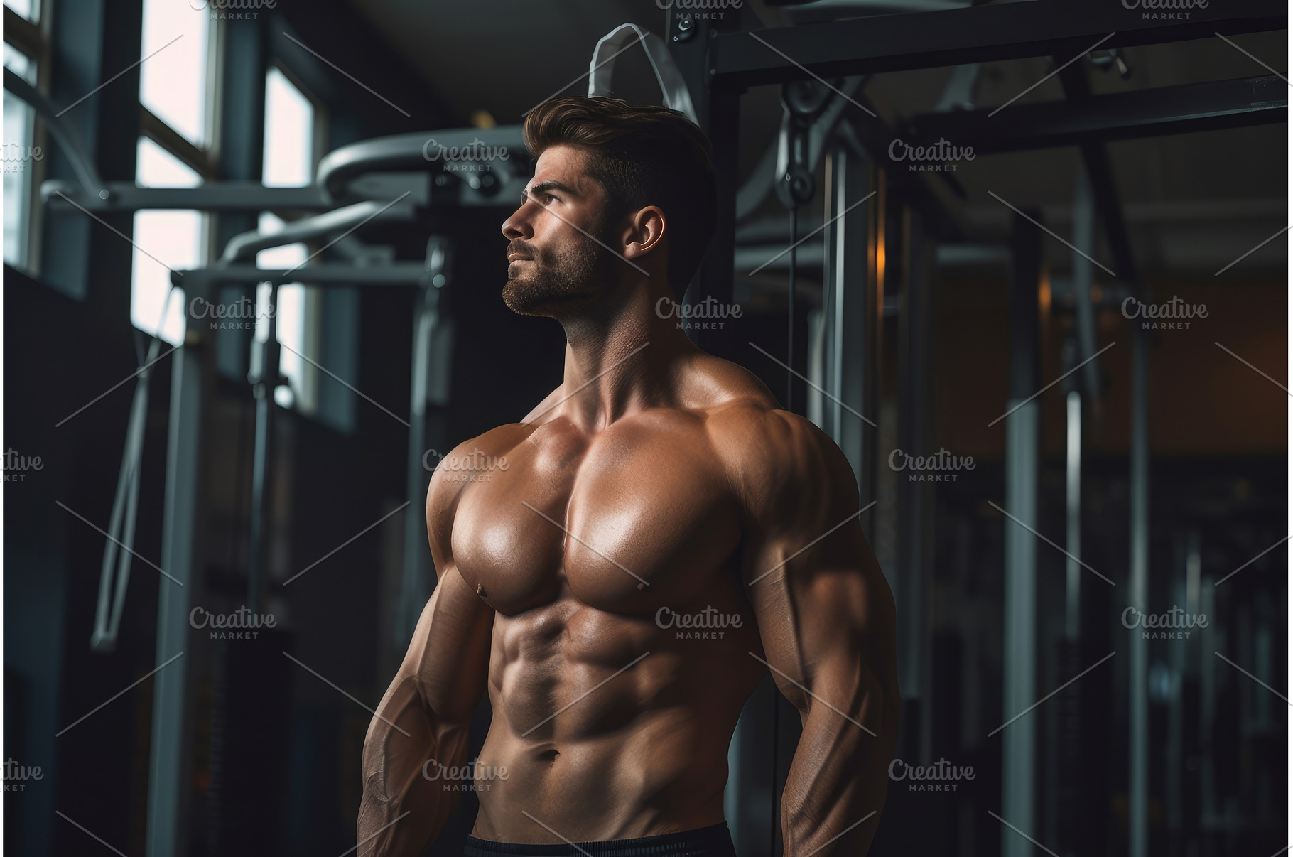 Athletic Man muscle gym. Generate Ai, a Sports & Recreation Photo by Ylivdesign