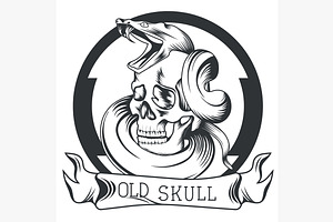 Skull Snake Ribbon Logo