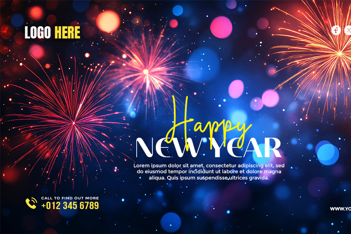 Happy New Year Template Bundle, a Social Media Template by gstudiovect21 (Photo 6 of 16)
