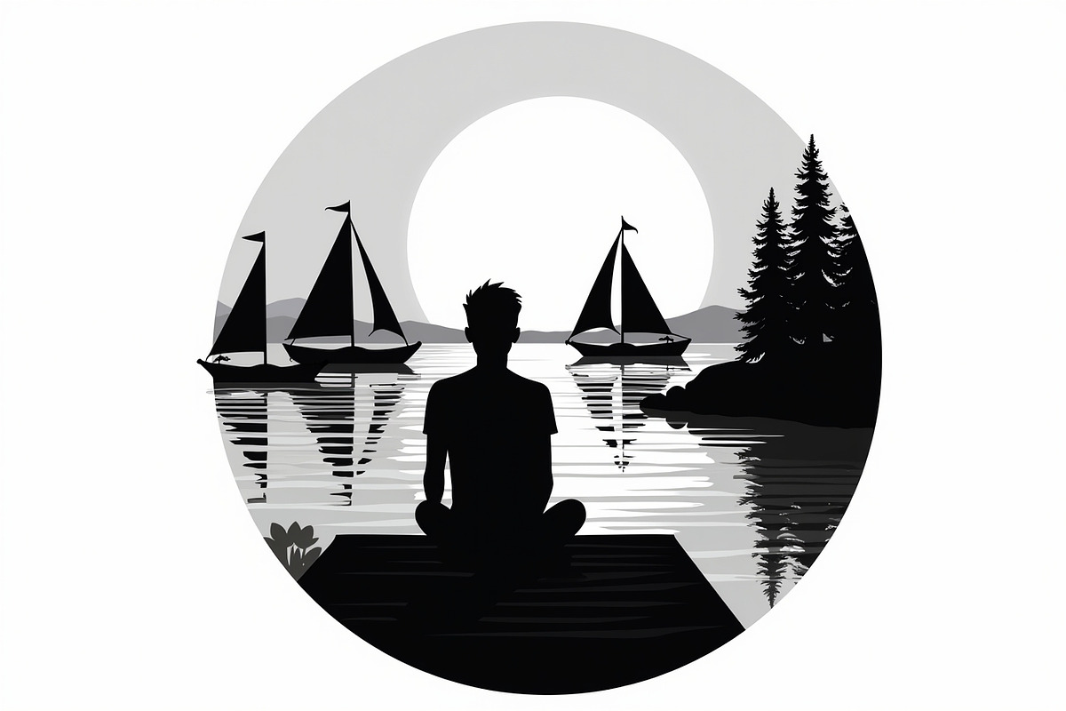 Lake Meditation & Sailing Set, an Illustration by BIPLOB EXPERT (Photo 3 of 9)