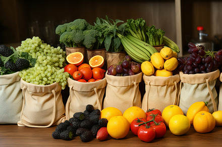 Eco-Friendly Bags Filled with a Vari, a Food & Drink Photo by Perpis