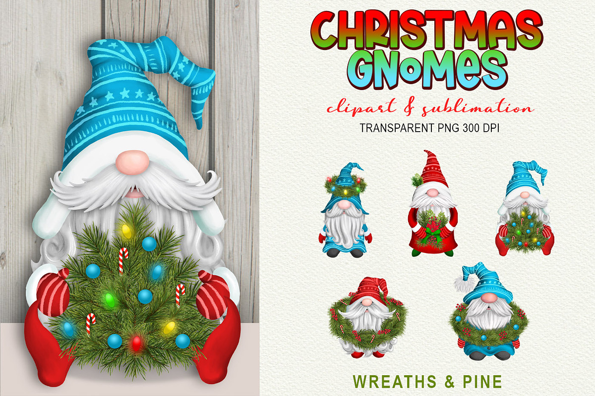 Christmas Gnomes Holiday Clipart, an Illustration by SLS Lines (Photo 5 of 7)