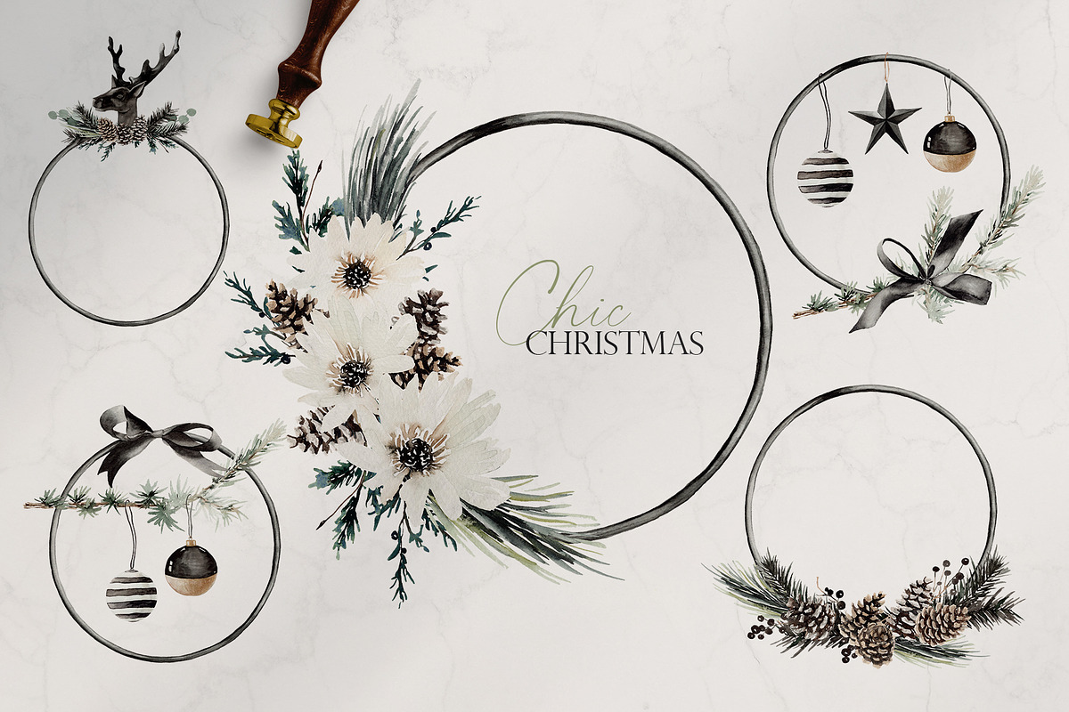 Watercolor clipart - Black Christmas, an Object Illustration by Beigetime (Photo 8 of 9)
