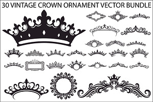 Vintage Crown Ornament Bundle, an Illustration by Designer_Momina