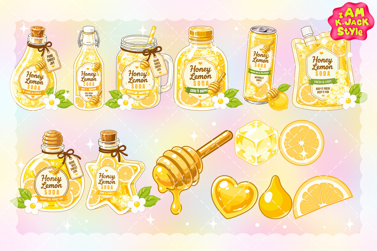 Cute Honey Lemon Soda Clipart PNG, a Food Illustration by K.JackArtwork (Photo 2 of 4)