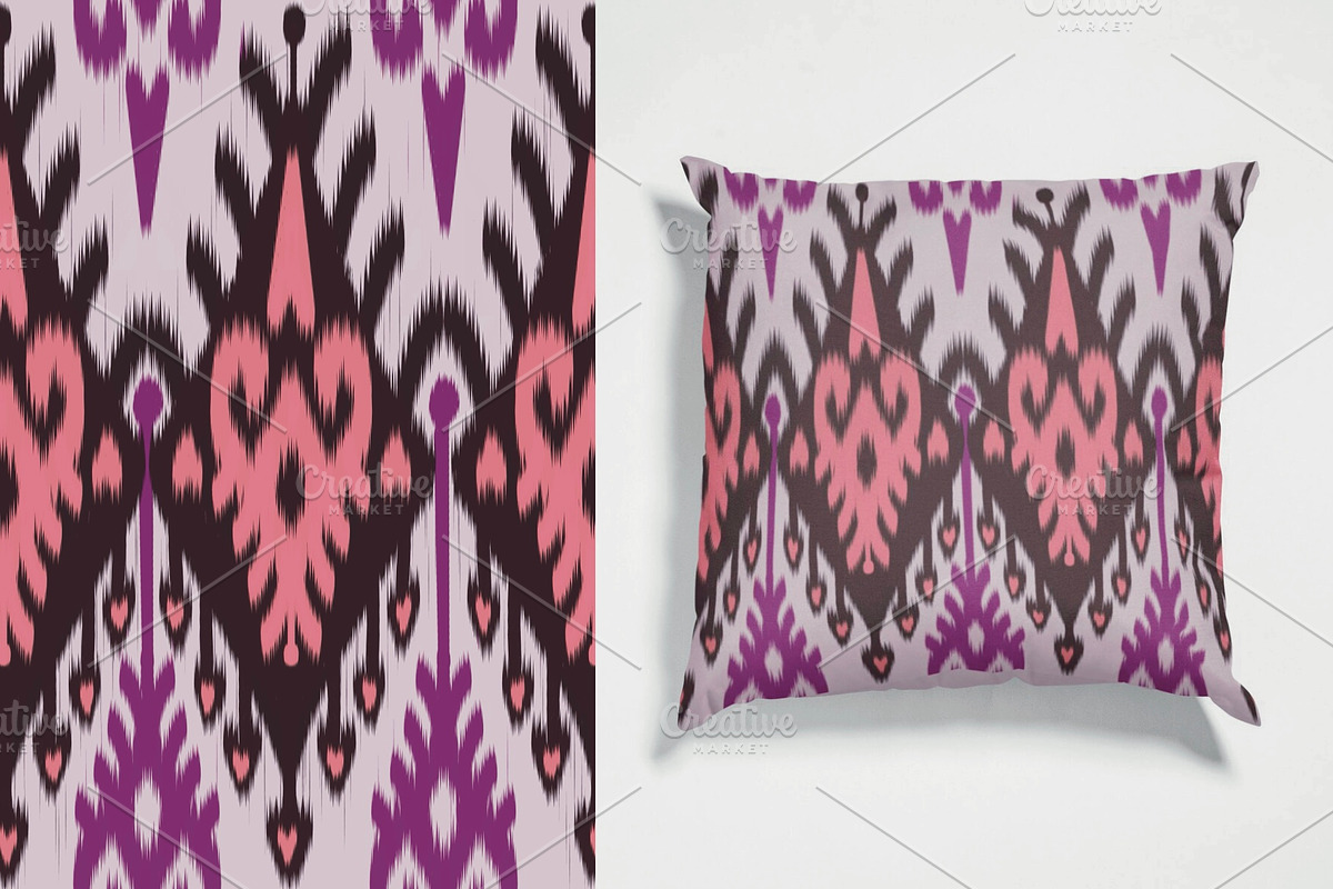 Colorful Abstract Uzbek Ikat Pattern