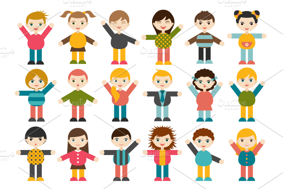 Children stylized figures., an Education Illustration by VectorAN