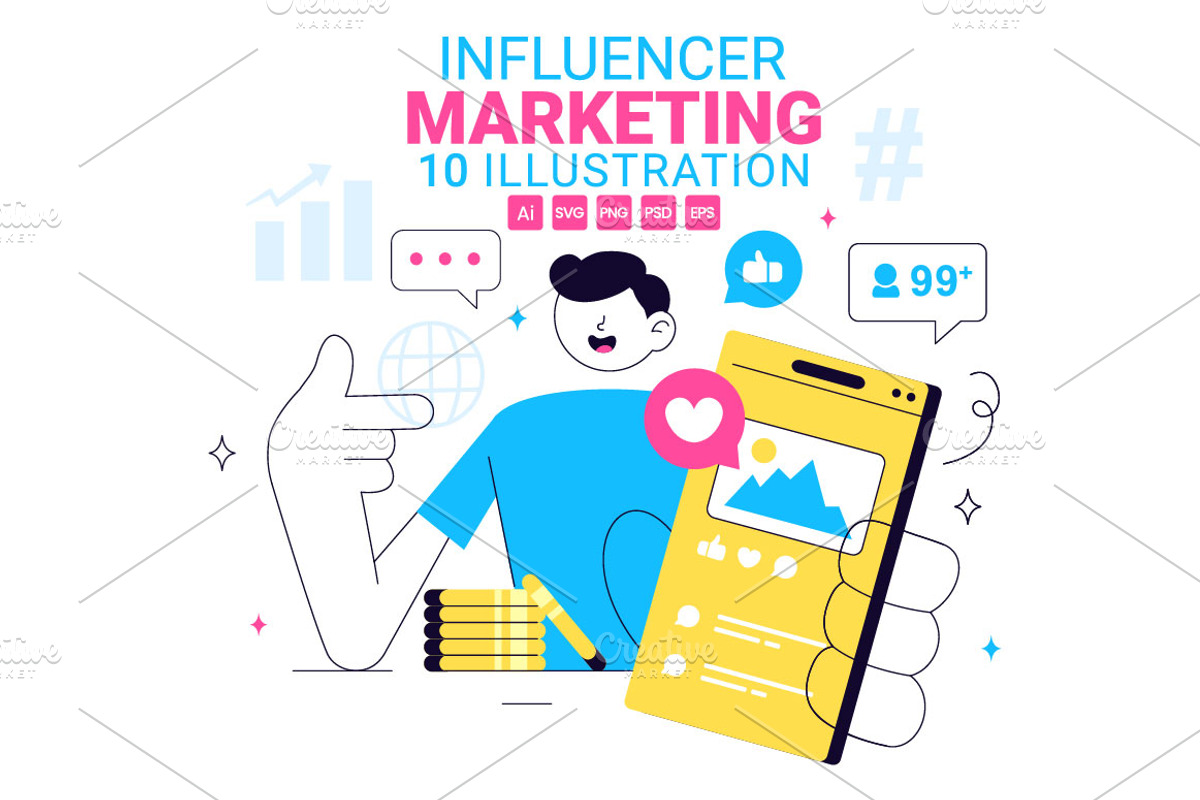 10 Influencer Marketing Illustration, a Person Illustration by denayunebgt (Photo 1 of 4)