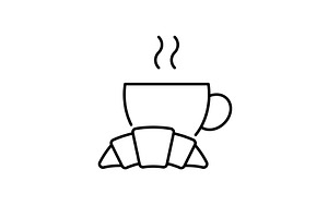 Coffee And Croissant Line Icon