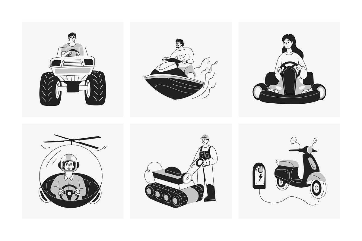 Vehicle Illustration Art Set, a Transportation Illustration by Vectors Market (Photo 6 of 9)