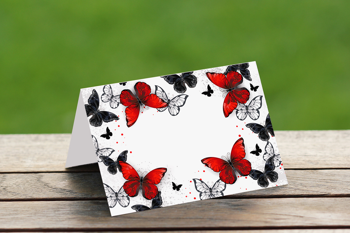 Red butterflies on white background, a Decorative Illustration by blackmoon9 (Photo 3 of 3)