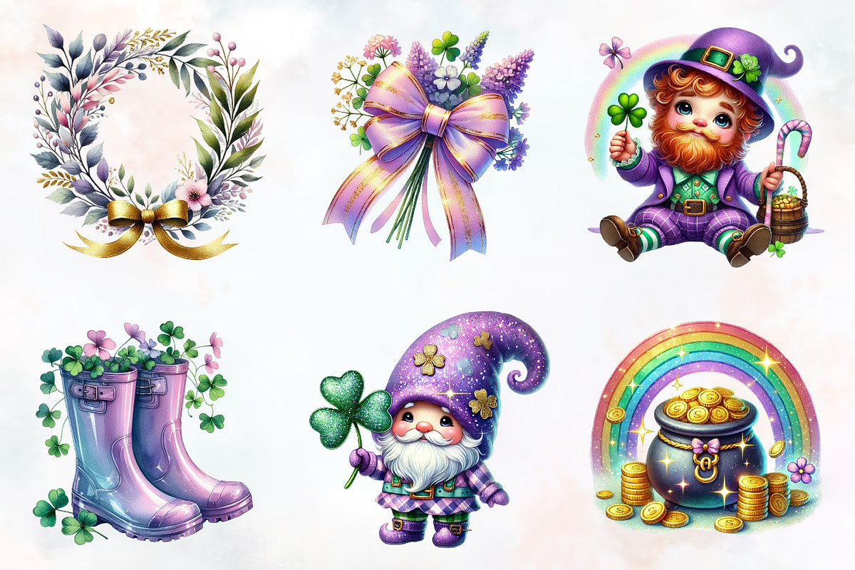 Pastel Purple St Patrick's Clipart, an Illustration by RobertsArt (Photo 5 of 7)