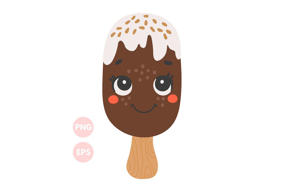 Cute Ice Cream Illustration, a Food Illustration by ⋒DesignECShop⋒ (Photo 1 of 3)